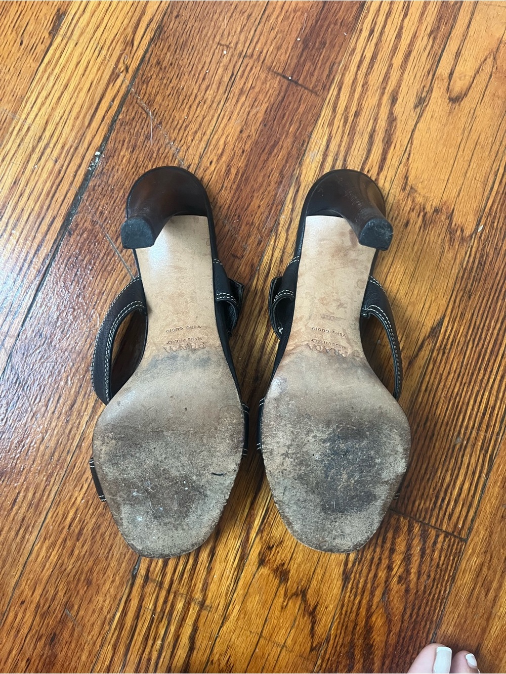 PRADA Black Leather Buckle Slide Sandals - Picture 3 of 6